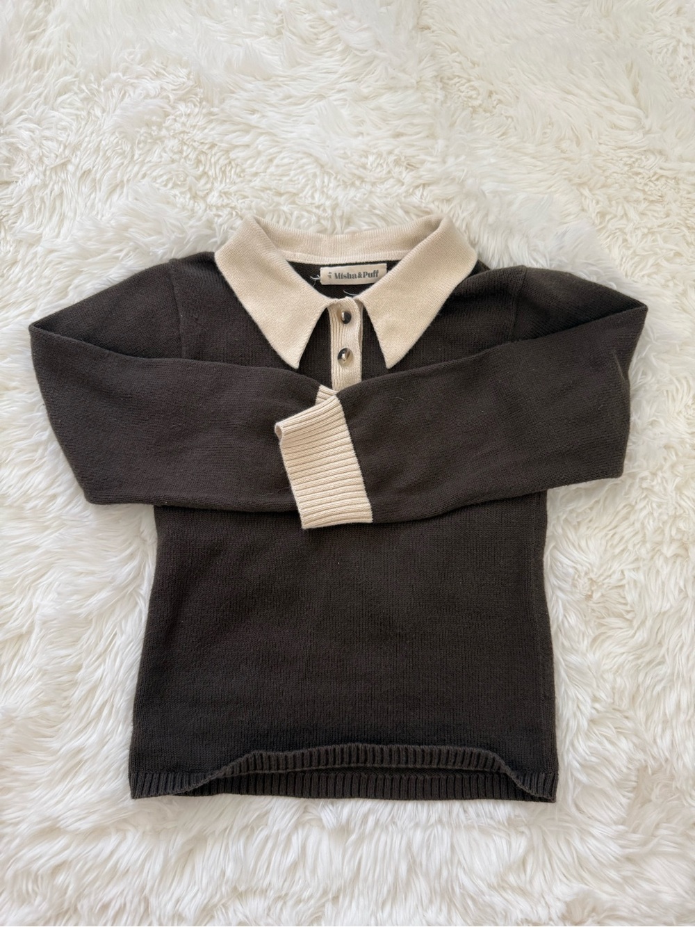 Misha & Puff kids black Collared knit Sweater